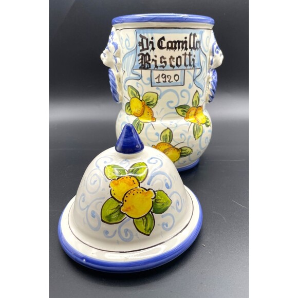 Di Camillo Biscotti 1920 Jar Hand Painted 13" Tuscany Italy Lemons MINT Conditio - Picture 9 of 15